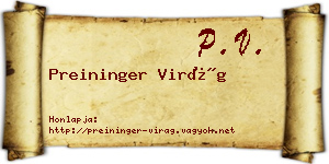 Preininger Virág névjegykártya